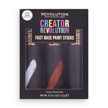 Revolution - *Creator* – Artistic Makeup Sticks Fast Base Paint Sticks – Weiß, Rot und Schwarz