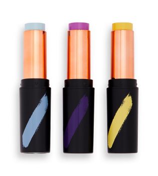 Revolution - *Creator* – Artistic Makeup Sticks Fast Base Paint Sticks – Hellblau, Lila und Gelb