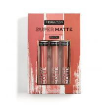 Revolution Relove - Set mit 3 flüssigen Lippenstiften Super Matte - Blush