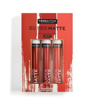 Revolution Relove - Set mit 3 flüssigen Lippenstiften Super Matte - Heat