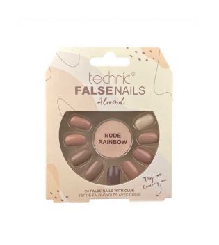Technic Cosmetics - False Nails Almond Falsche Nägel - Nude Rainbow