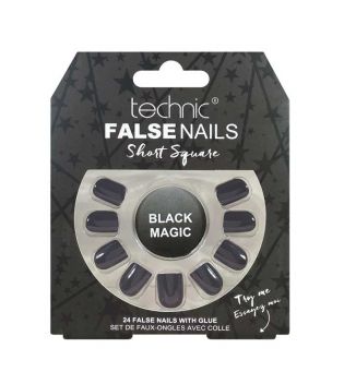 Technic Cosmetics - Falsche Nägel False Nails Short Square - Black Magic
