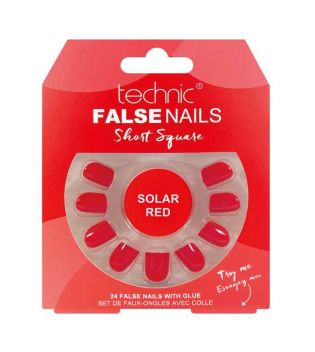 Technic Cosmetics – Falsche Nägel False Nails Short Square – Solar Red