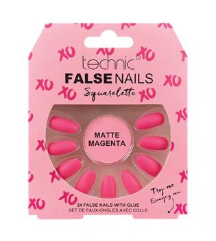Technic Cosmetics - Falsche Nägel False Nails Squareletto - Matte Magenta