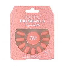 Technic Cosmetics - Falsche Nägel False Nails Squareletto - Pastel Coral