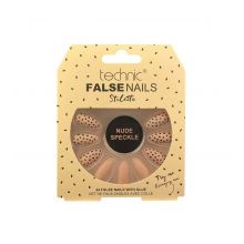 Technic Cosmetics - Falsche Nägel False Nails Stiletto - Nude Speckle