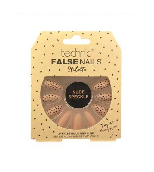 Technic Cosmetics - Falsche Nägel False Nails Stiletto - Nude Speckle